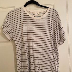 Rag & Bone Black/White Stripe Distressed T-Shirt Sz M